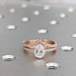 Pear Shape Moissanite Rose Gold Chevron Band Bridal Ring Set  customdiamjewel 10KT Rose Gold VVS-EF