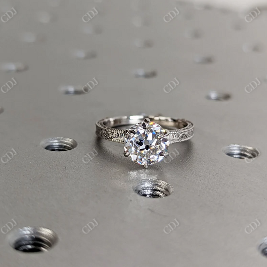 2.0CT Old European Round Cut  Moissanite Engagement Ring  customdiamjewel 10KT White Gold VVS-EF
