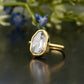Rose Cut White Colorless Oblong Free Shape Moissanite Back open bezel Ring  customdiamjewel   