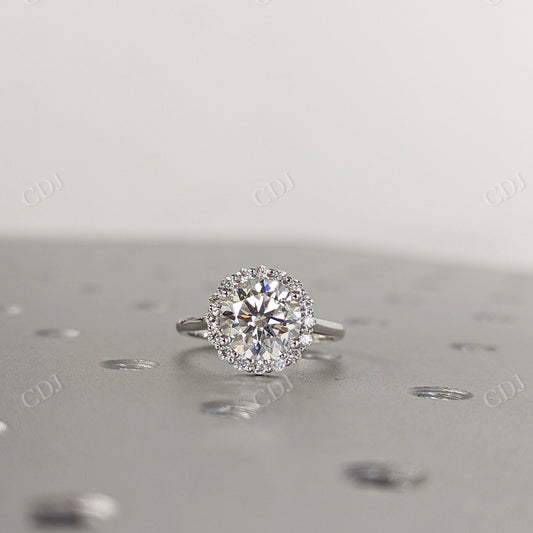 Round Cut Moissanite Halo white Gold Engagement Ring  customdiamjewel 10KT White Gold VVS-EF