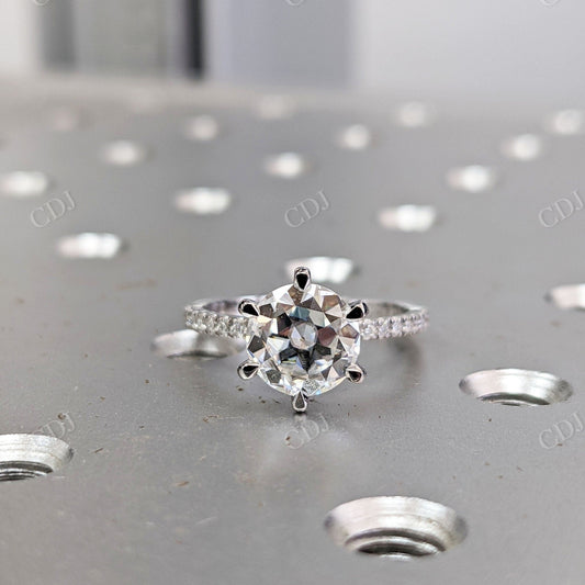 Old European Cut Moissanite 14K Solid Gold Engagement Ring  customdiamjewel 10KT White Gold VVS-EF