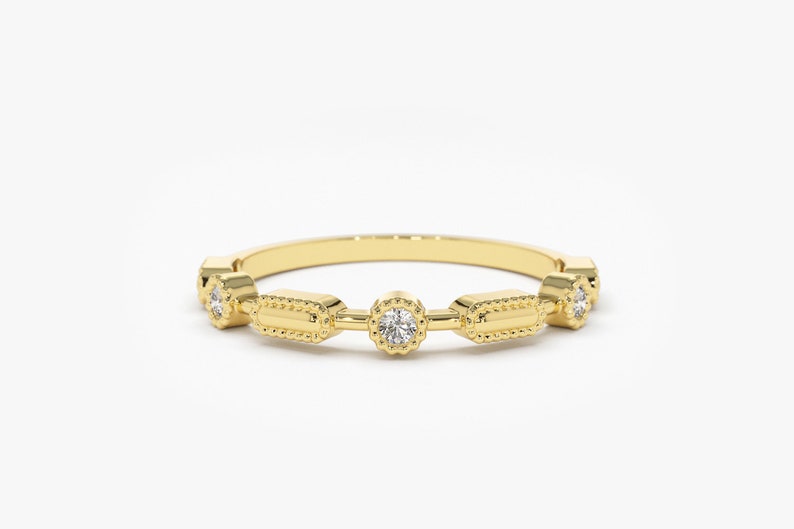 0.07CTW Natural Diamond Solid Gold Micro Pave Half Eternity Band  customdiamjewel 10 KT Solid Gold Yellow Gold VVS-EF