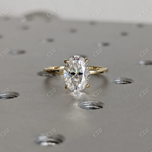 2.0CT Oval Cut Moissanite Solitaire Engagement Ring  customdiamjewel 10KT Yellow Gold VVS-EF