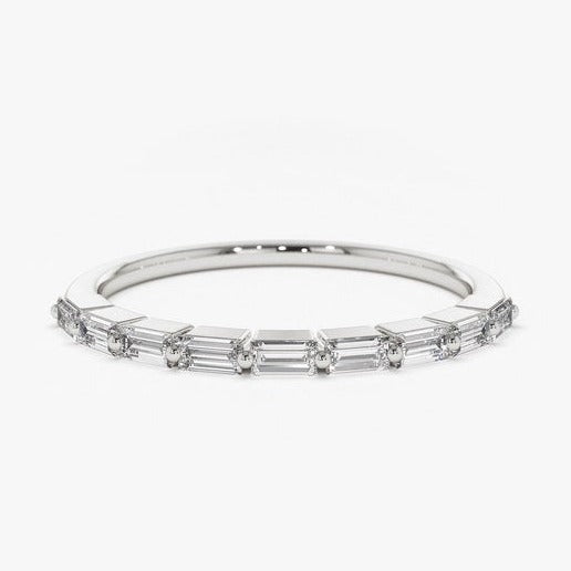 0.34CTW East West Baguette Cut Natural Diamond Half Eternity Band  customdiamjewel 10 KT Solid Gold White Gold VVS-EF