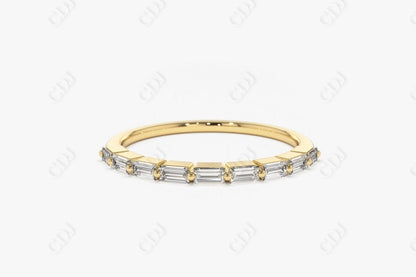 0.34CTW Lab Grown Half Eternity Baguette Diamond Band  customdiamjewel Sterling Silver Yellow Gold VVS-EF