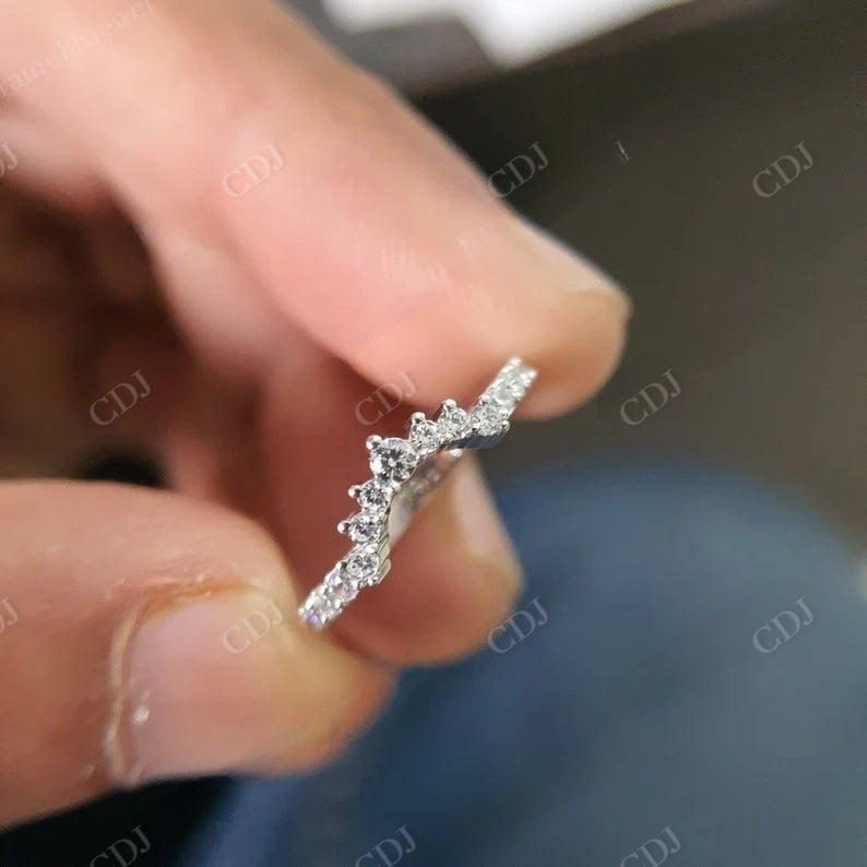 Round Cut Alternating Moissanite Wedding Band  customdiamjewel   