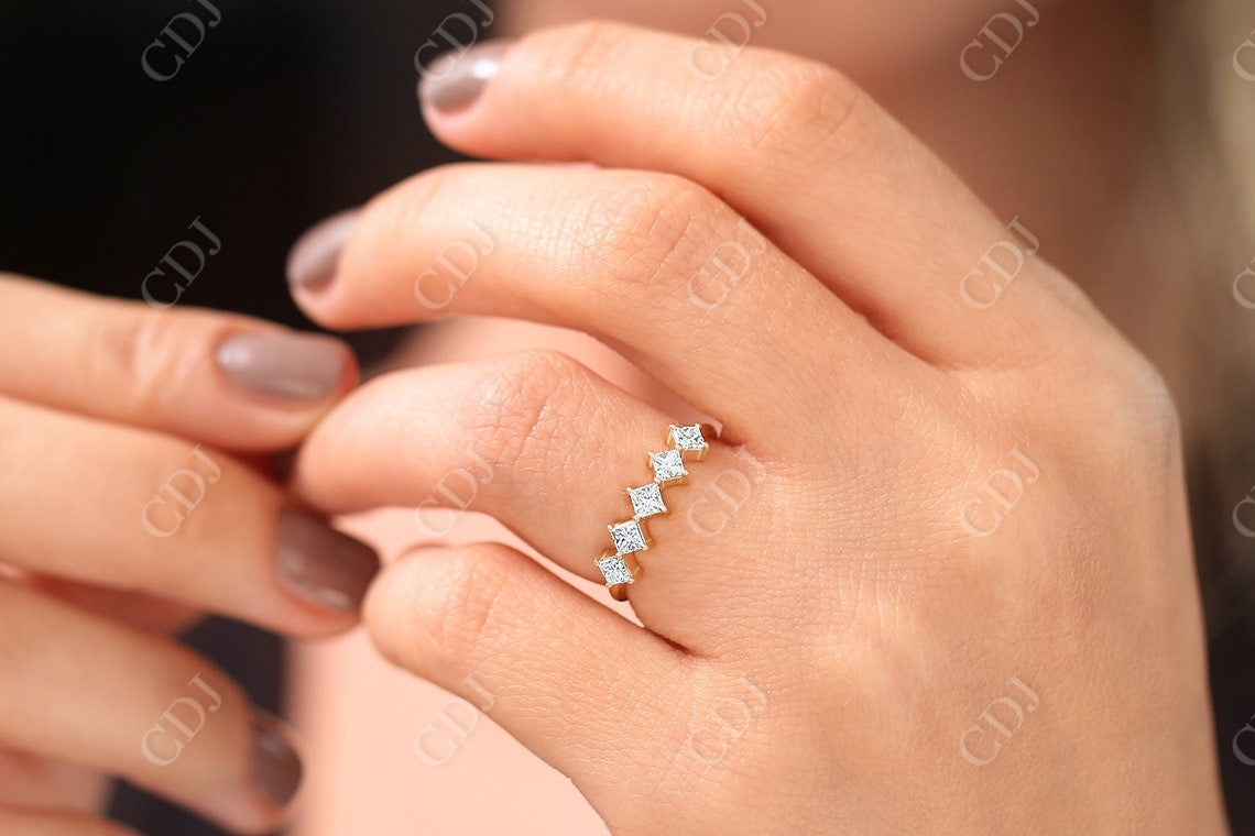 0.60CTW Princess Cut Natural Diamond Half Eternity Women's Band  customdiamjewel   