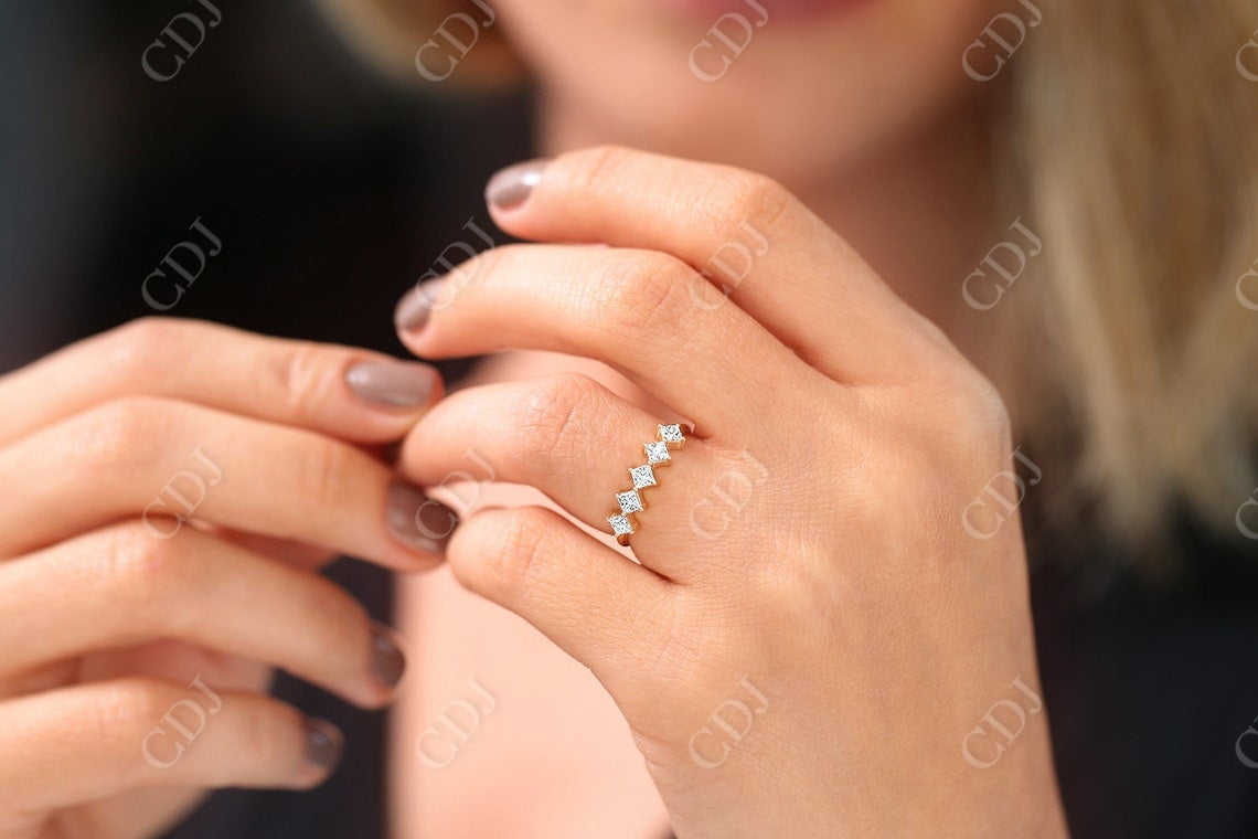 0.60CTW Princess Cut Natural Diamond Half Eternity Women's Band  customdiamjewel   