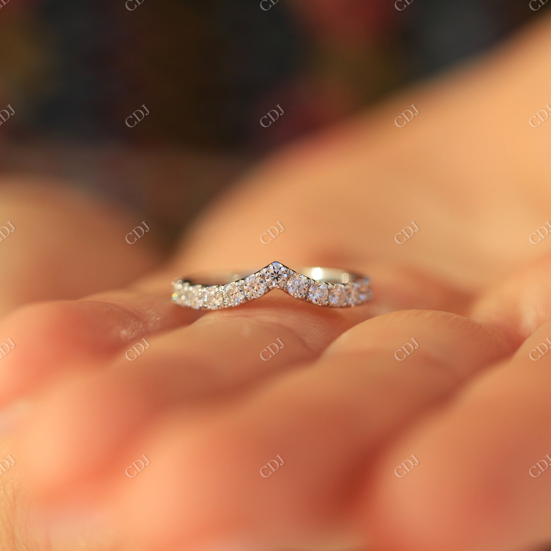 0.70CTW V Shaped Lab Grown Diamond Wedding Band  customdiamjewel   