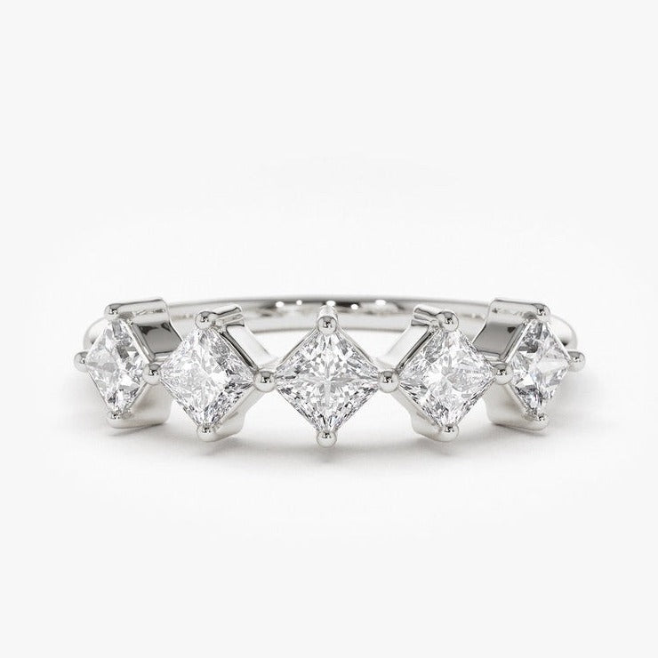 0.60CTW Princess Cut Natural Diamond Half Eternity Women's Band  customdiamjewel 10 KT Solid Gold White Gold VVS-EF