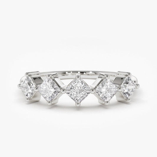 0.60CTW Princess Cut Natural Diamond Half Eternity Women's Band  customdiamjewel 10 KT Solid Gold White Gold VVS-EF