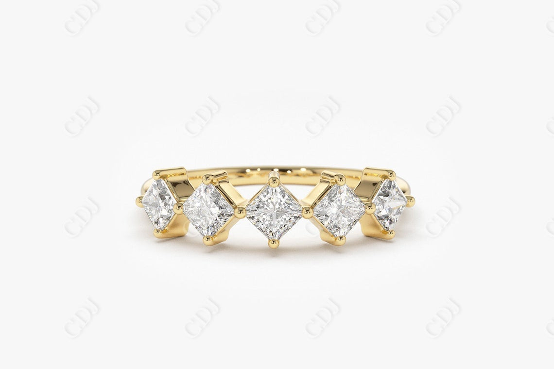 0.60CTW Lab Grown Princess Cut Diamond Wedding Band  customdiamjewel Sterling Silver Yellow Gold VVS-EF