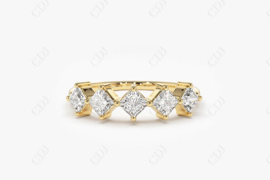 0.60CTW Lab Grown Princess Cut Diamond Wedding Band  customdiamjewel Sterling Silver Yellow Gold VVS-EF