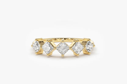 0.60CTW Princess Cut Natural Diamond Half Eternity Women's Band  customdiamjewel 10 KT Solid Gold Yellow Gold VVS-EF