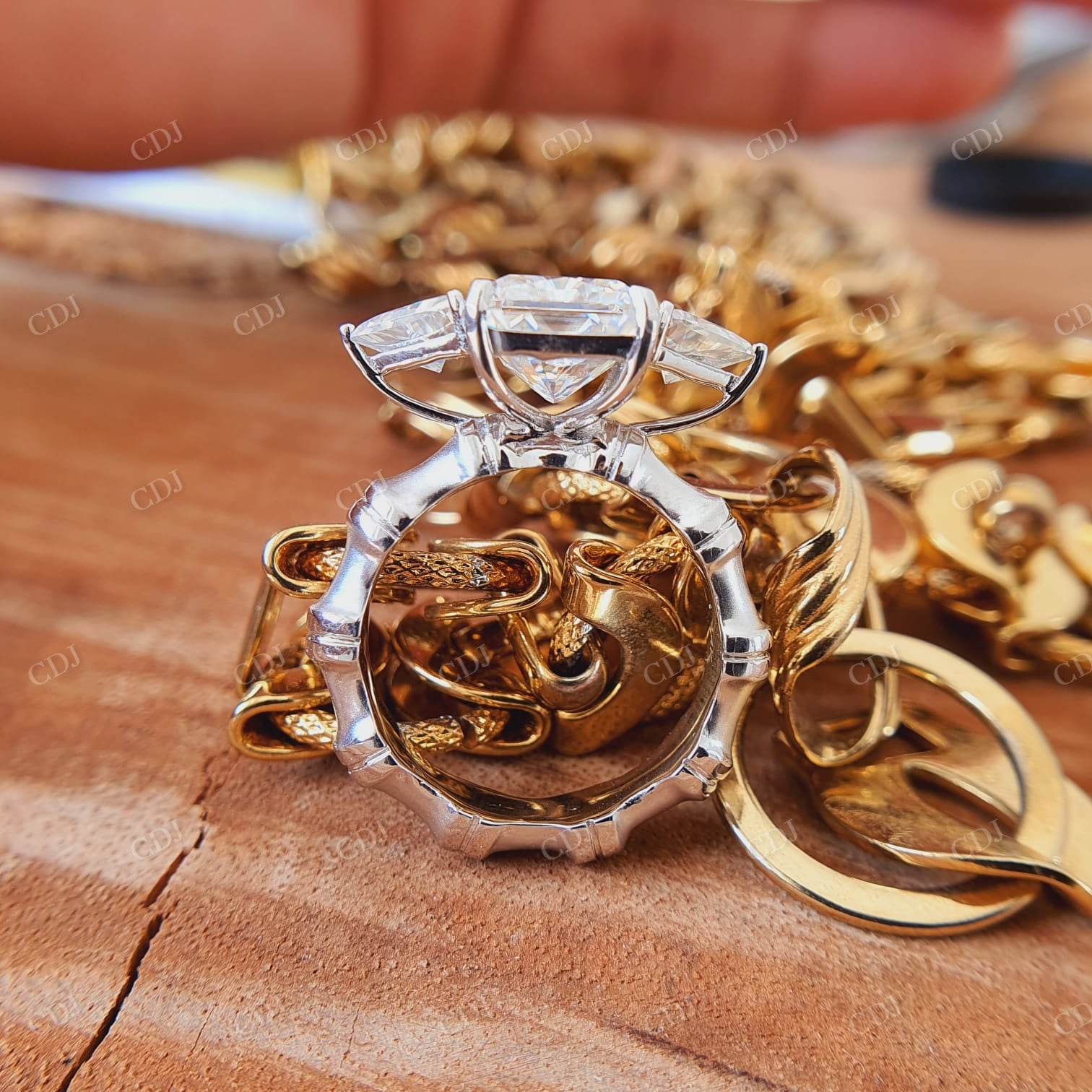 Cushion or Radiant Colorless Moissanite Unique Wedding Band Engagement Ring  customdiamjewel   