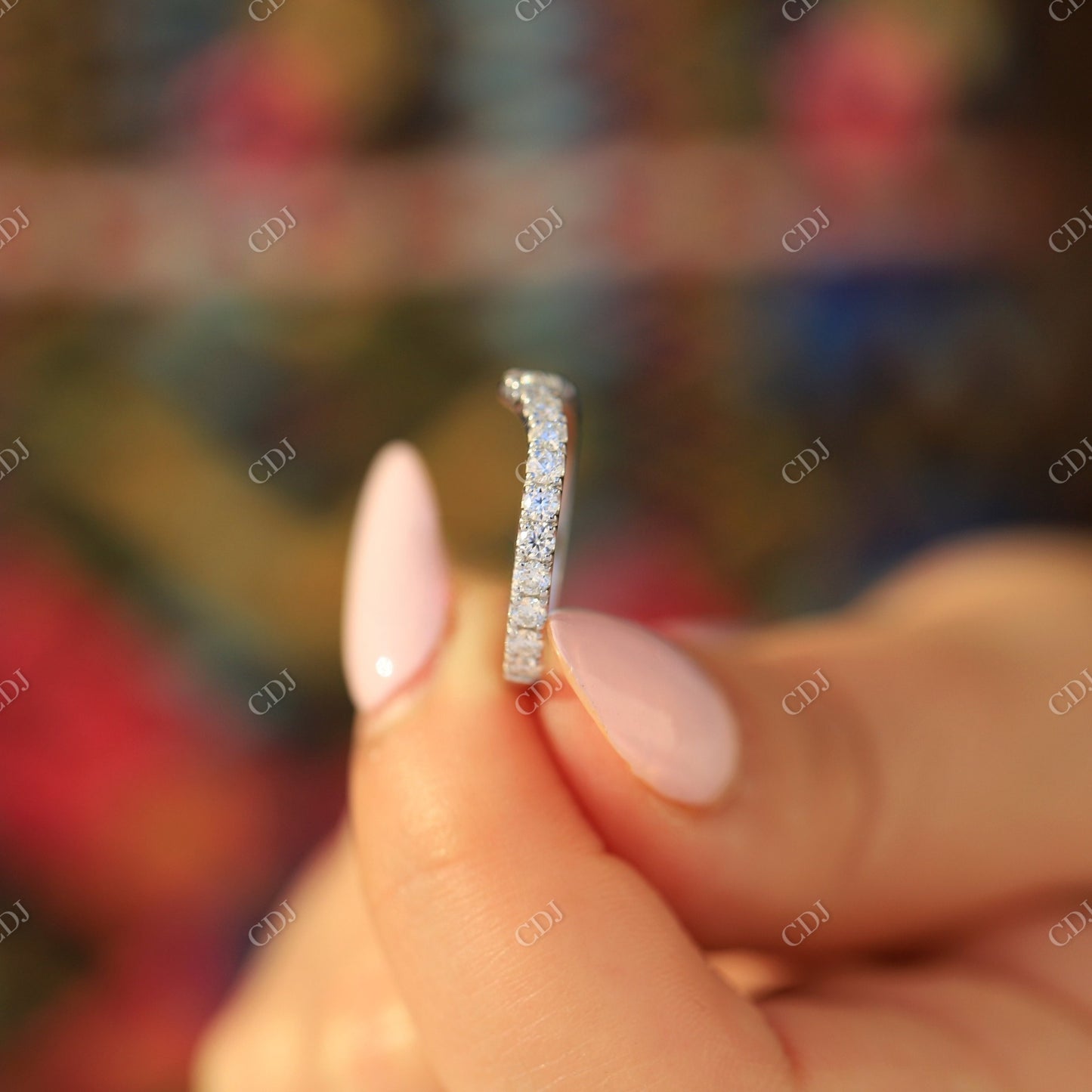 0.70CTW V Shaped Lab Grown Diamond Wedding Band  customdiamjewel   