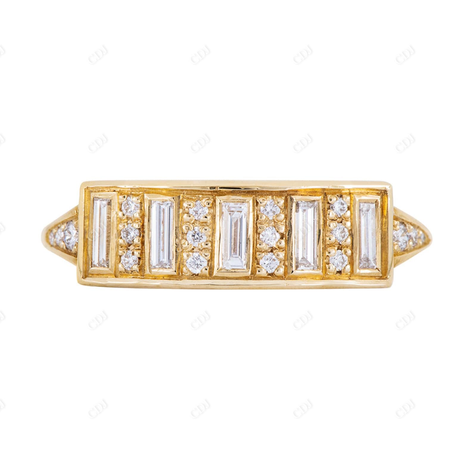 0.3CTW Baguette Diamond Bar Wedding Band  customdiamjewel 10KT Yellow Gold VVS-EF