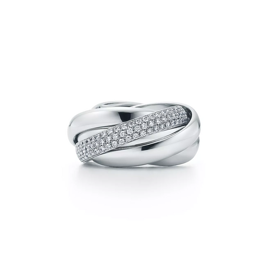 0.86 CTW Twisted Natural Diamond Thick Band Ring  customdiamjewel 10KT White Gold VVS-EF