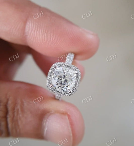 Cushion Cut Moissanite Halo Engagement Ring  customdiamjewel   