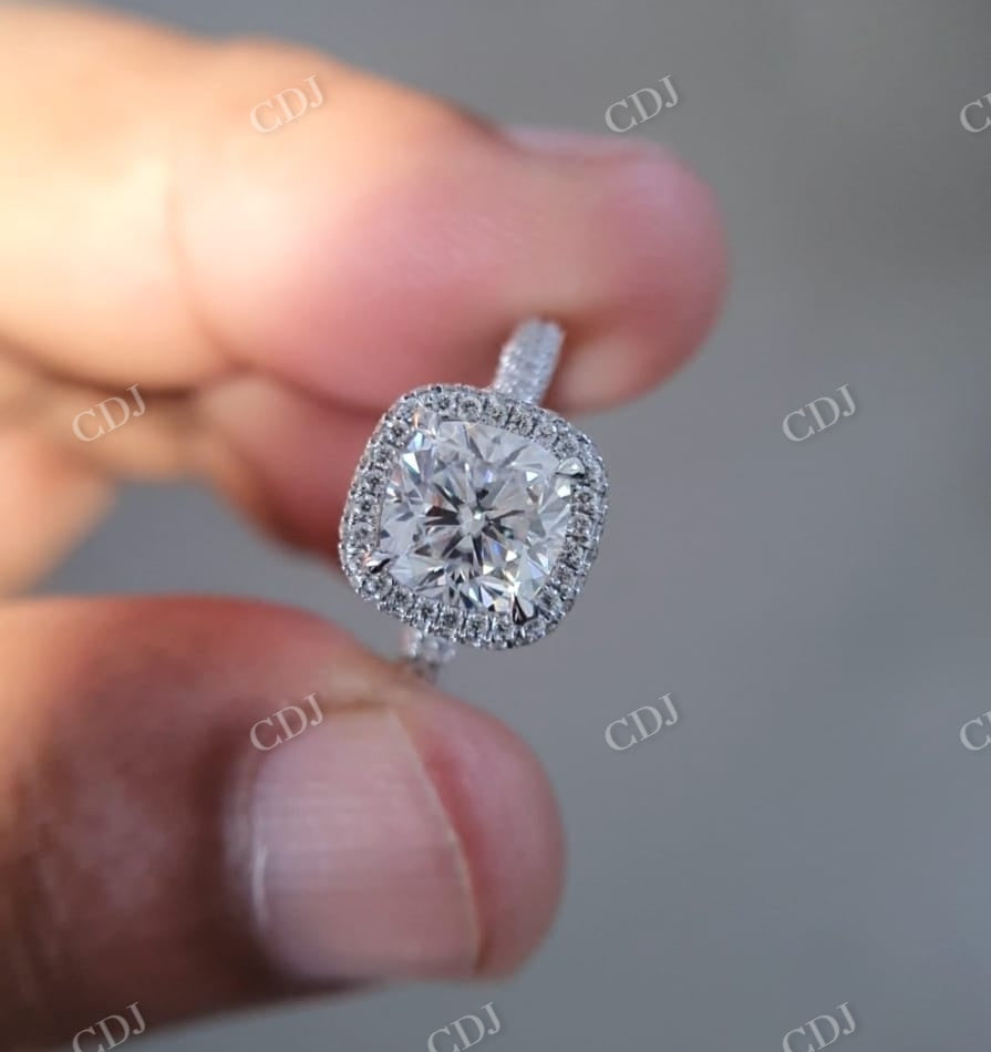 Cushion Cut Moissanite Halo Engagement Ring  customdiamjewel   