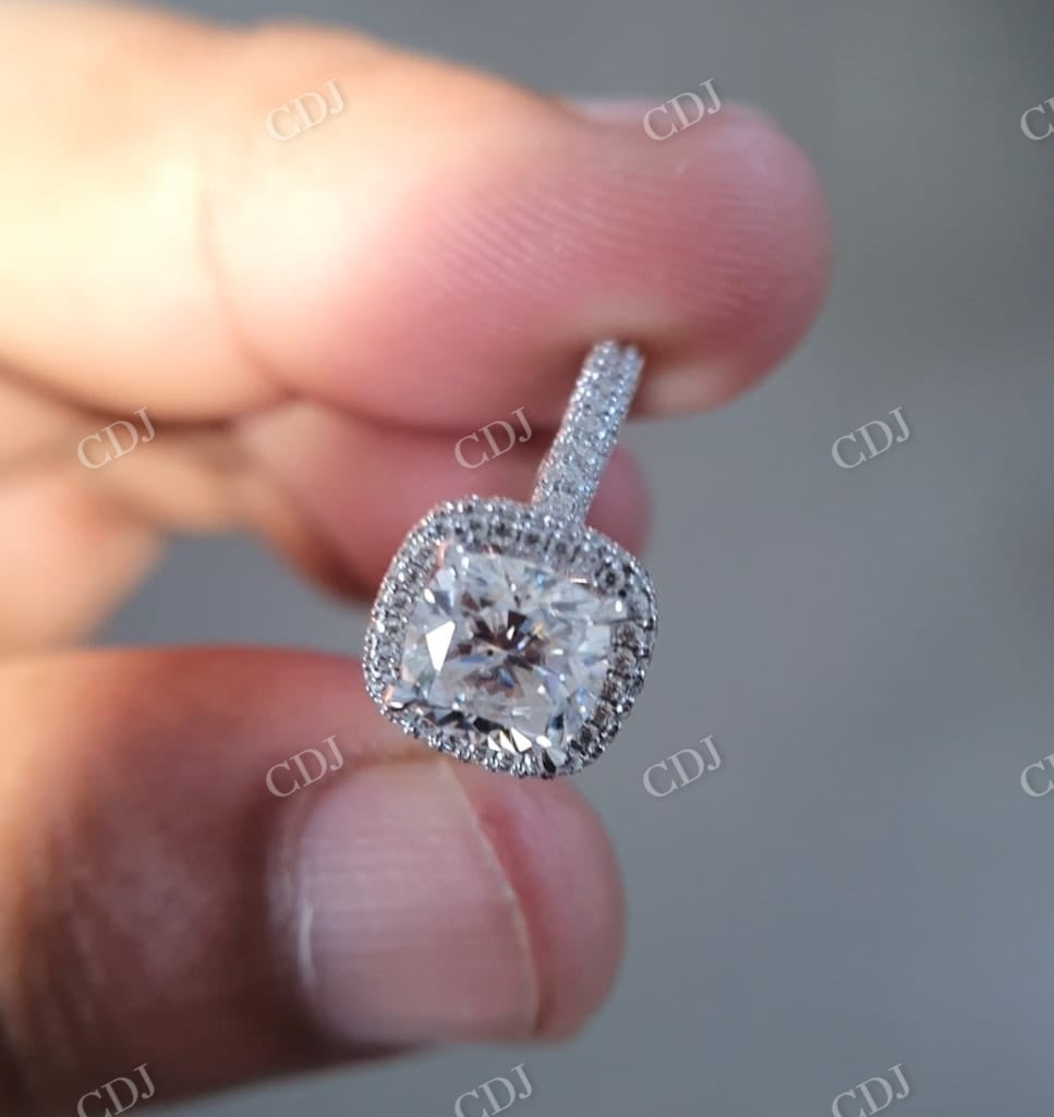 Cushion Cut Moissanite Halo Engagement Ring  customdiamjewel   