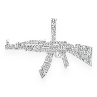 3.25CTW Round Pave Diamond AK47 Gun Pendant  customdiamjewel   