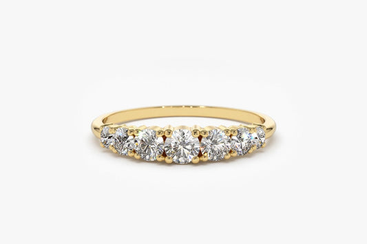 0.45CTW Natural Diamond 7 Stone Yellow Gold Wedding Band  customdiamjewel 10KT Yellow Gold VVS-EF