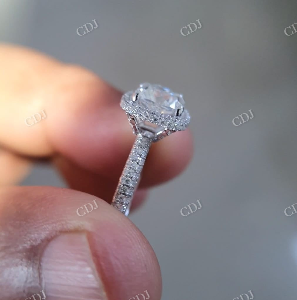 Cushion Cut Moissanite Halo Engagement Ring  customdiamjewel   