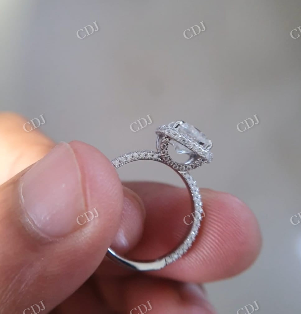 Cushion Cut Moissanite Halo Engagement Ring  customdiamjewel   