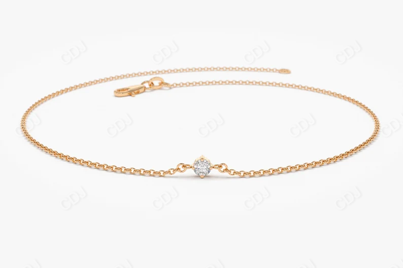 0.05CTW Moissanite Round Prong Set Diamond Bracelet  customdiamjewel Sterling Silver Rose Gold VVS-EF