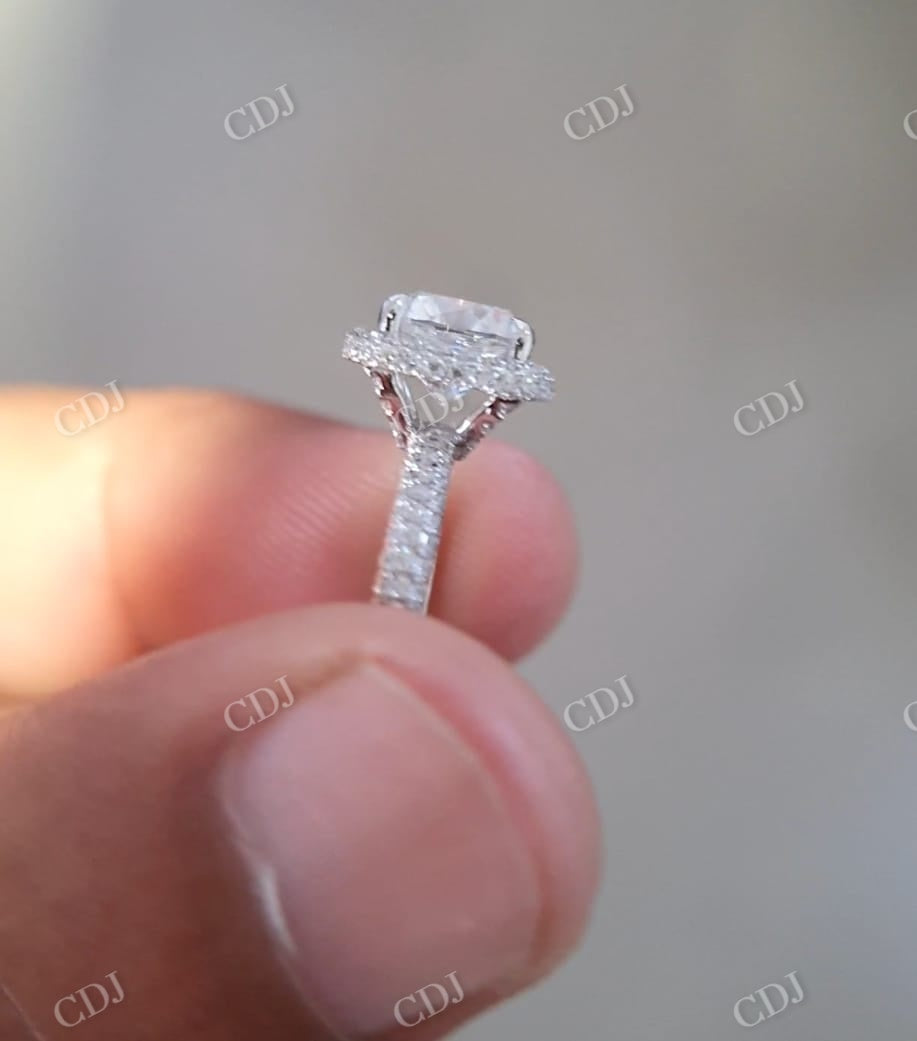 Cushion Cut Moissanite Halo Engagement Ring  customdiamjewel   