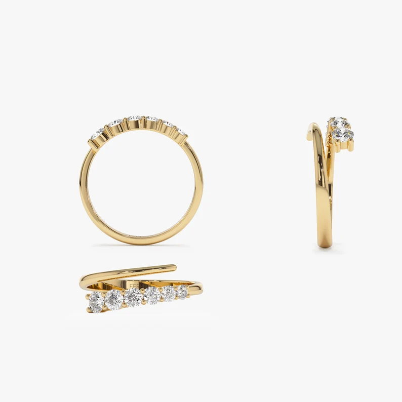 0.45CTW Crossover Lab Grown Diamond Wedding Band  customdiamjewel   