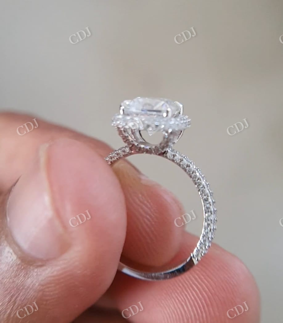 Cushion Cut Moissanite Halo Engagement Ring  customdiamjewel   