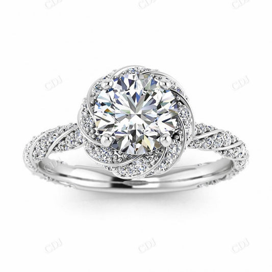 Classy Twisted Halo And Eternity Round Moissanite Engagement Ring  customdiamjewel 10KT White Gold VVS-EF