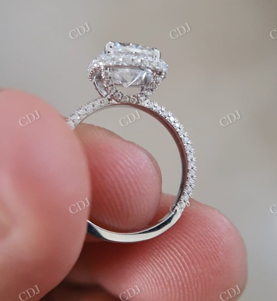 Cushion Cut Moissanite Halo Engagement Ring  customdiamjewel   
