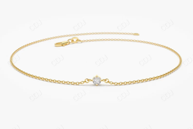 0.05CTW Moissanite Round Prong Set Diamond Bracelet  customdiamjewel Sterling Silver Yellow Gold VVS-EF