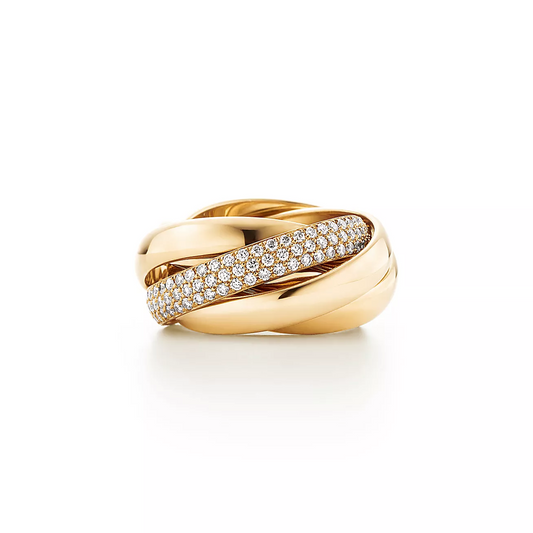 0.86 CTW Twisted Natural Diamond Thick Band Ring  customdiamjewel 10KT Yellow Gold VVS-EF