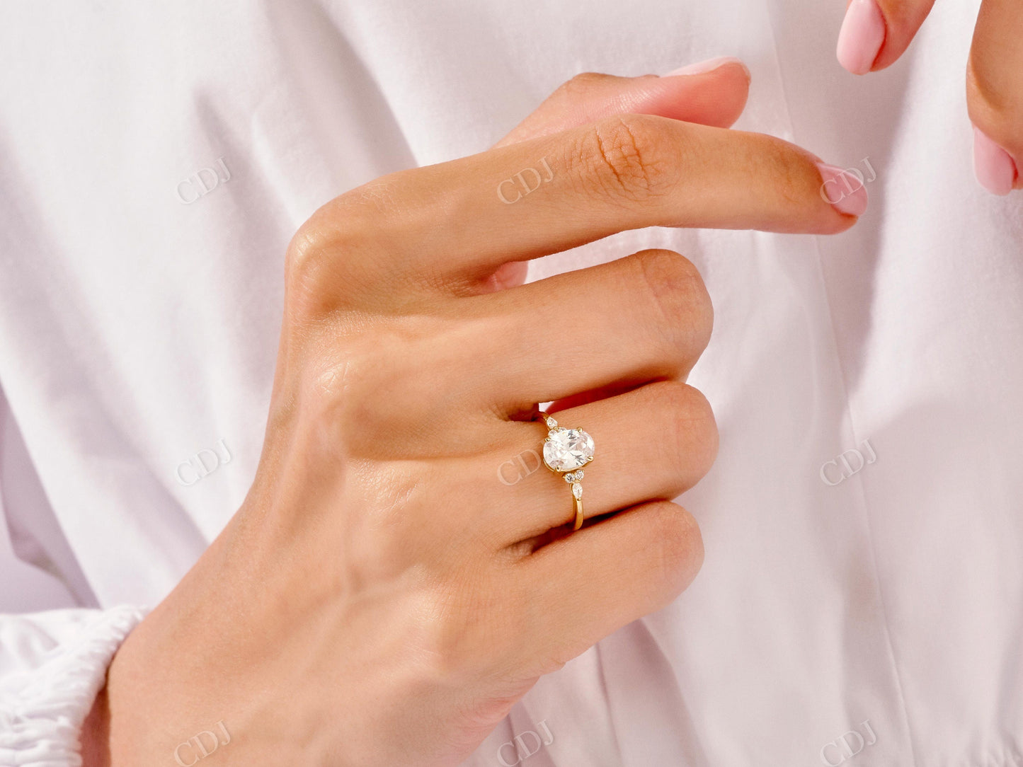 Oval Cut Moissanite Cluster Diamond Engagement Ring  customdiamjewel   