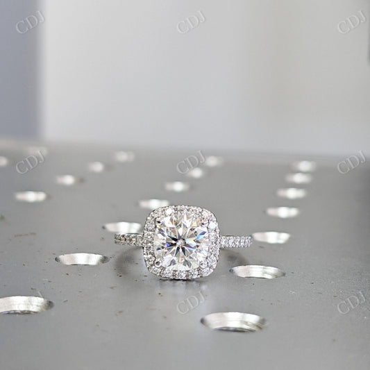 Cushion Cut Diamond Halo Half Eternity Engagement Ring  customdiamjewel 10KT White Gold VVS-EF