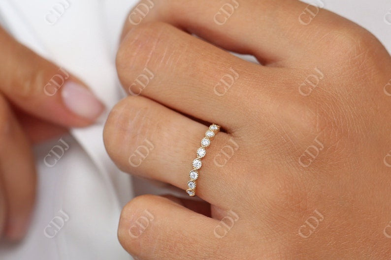 0.27CTW 9 Stone Round Cut Natural Diamond Half Eternity Wedding Ring  customdiamjewel   