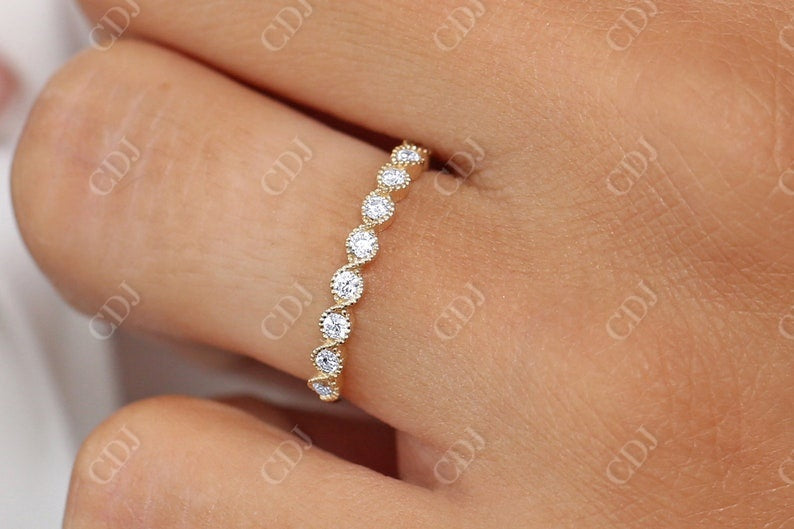 0.27CTW 9 Stone Round Cut Natural Diamond Half Eternity Wedding Ring  customdiamjewel   