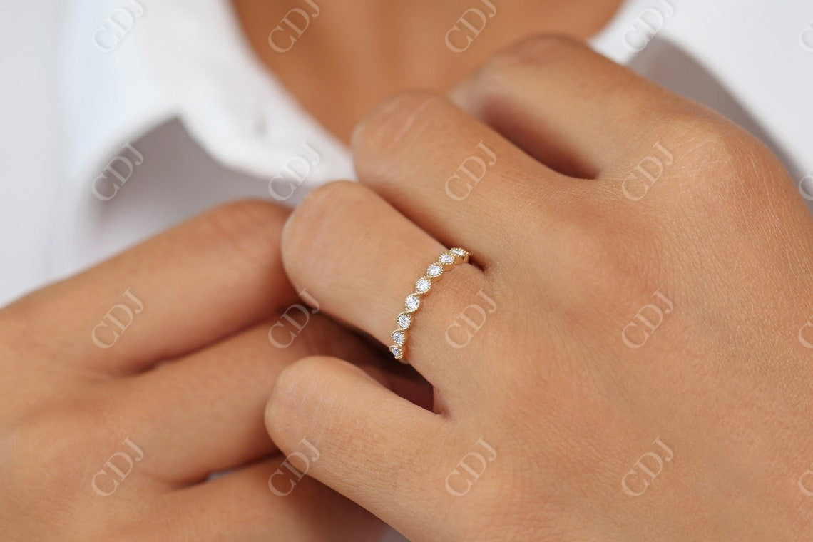 0.27CTW 9 Stone Round Cut Natural Diamond Half Eternity Wedding Ring  customdiamjewel   