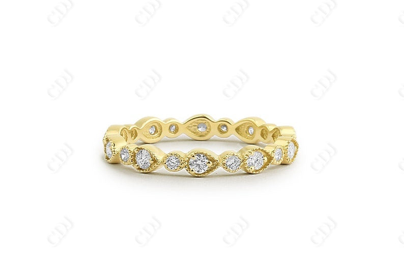 0.55CTW Lab Grown Art Deco Full Eternity Diamond Wedding Band  customdiamjewel Sterling Silver Yellow Gold VVS-EF