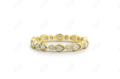 0.55CTW Lab Grown Art Deco Full Eternity Diamond Wedding Band  customdiamjewel Sterling Silver Yellow Gold VVS-EF