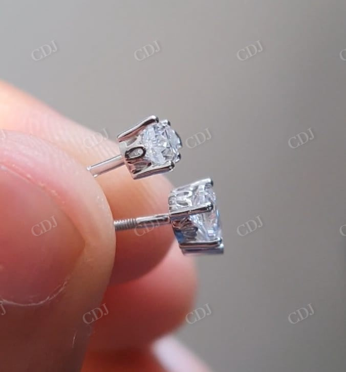 Pear Cut Moissanite Solitaire Prong Set Stud Earring  customdiamjewel   