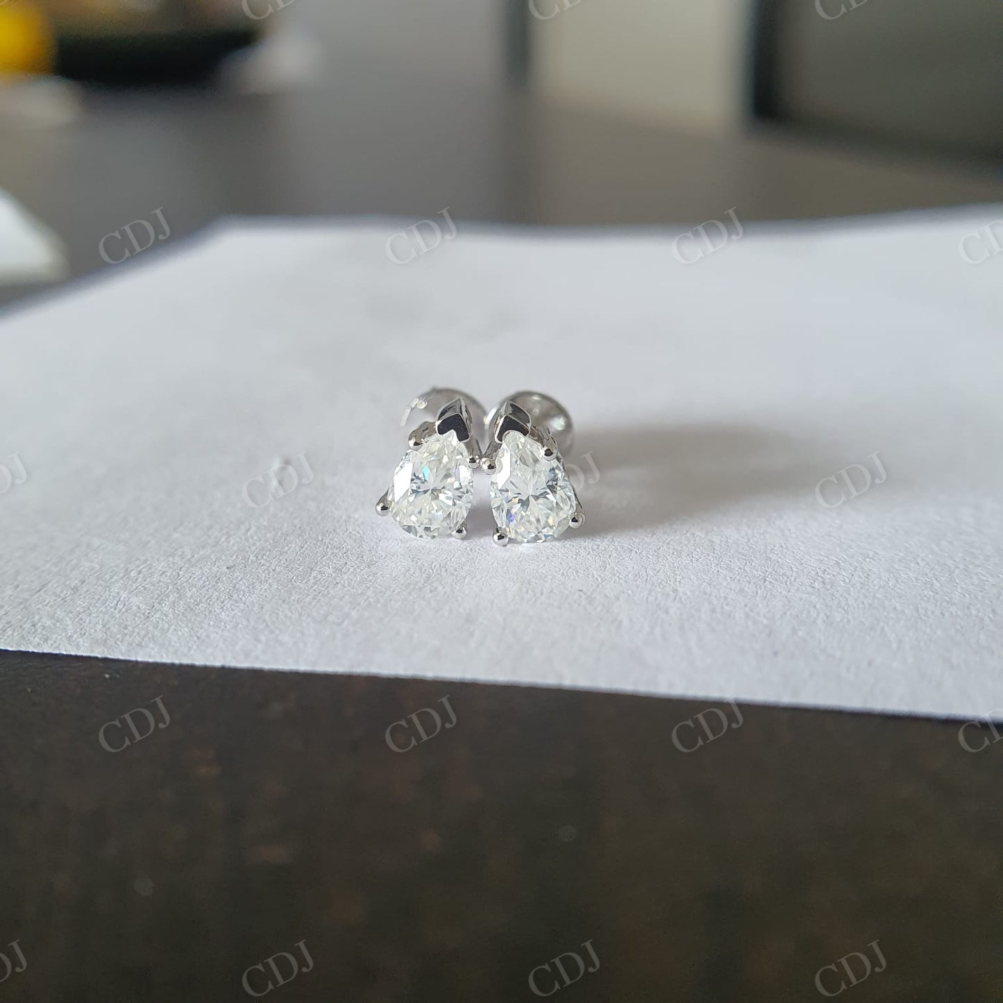 Pear Cut Moissanite Solitaire Prong Set Stud Earring  customdiamjewel   
