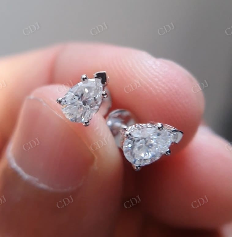 Pear Cut Moissanite Solitaire Prong Set Stud Earring  customdiamjewel   