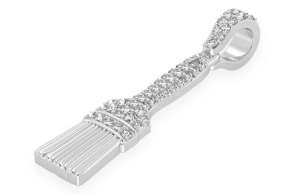 Unique 10k Yellow Gold Paintbrush Pendant  customdiamjewel   