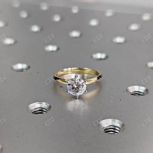 1.00CT Round Cut Moissanite Solitaire Ring  customdiamjewel 10KT Yellow Gold VVS-EF