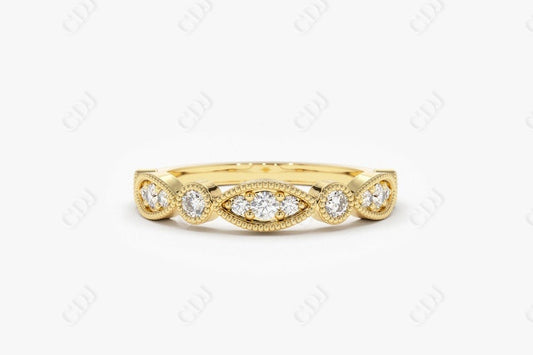 0.26CTW Lab Grown Vintage Diamond Wedding Band  customdiamjewel Sterling Silver Yellow Gold VVS-EF